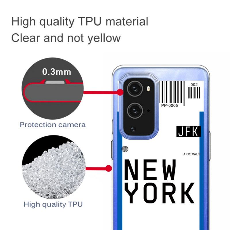 Etui OnePlus 9 Pro Granatowy Czarny Karta Pokładowa Do Nowego Jorku Etui Ochronne