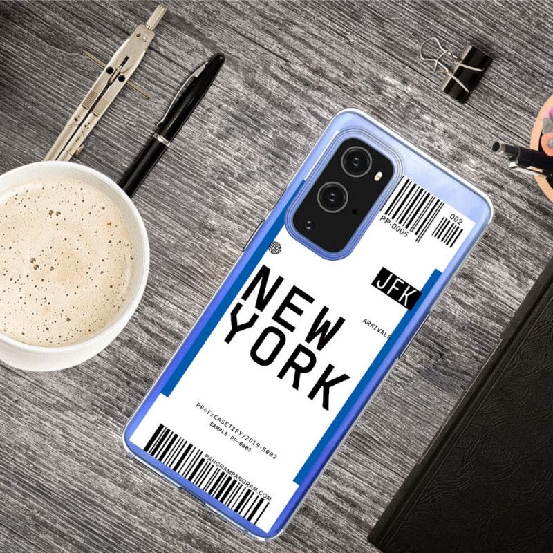 Etui OnePlus 9 Pro Granatowy Czarny Karta Pokładowa Do Nowego Jorku Etui Ochronne