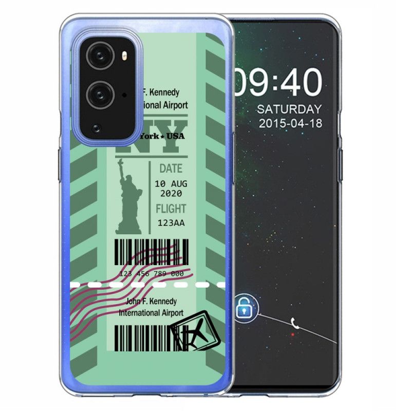 Etui OnePlus 9 Pro Granatowy Czarny Karta Pokładowa Do Nowego Jorku Etui Ochronne