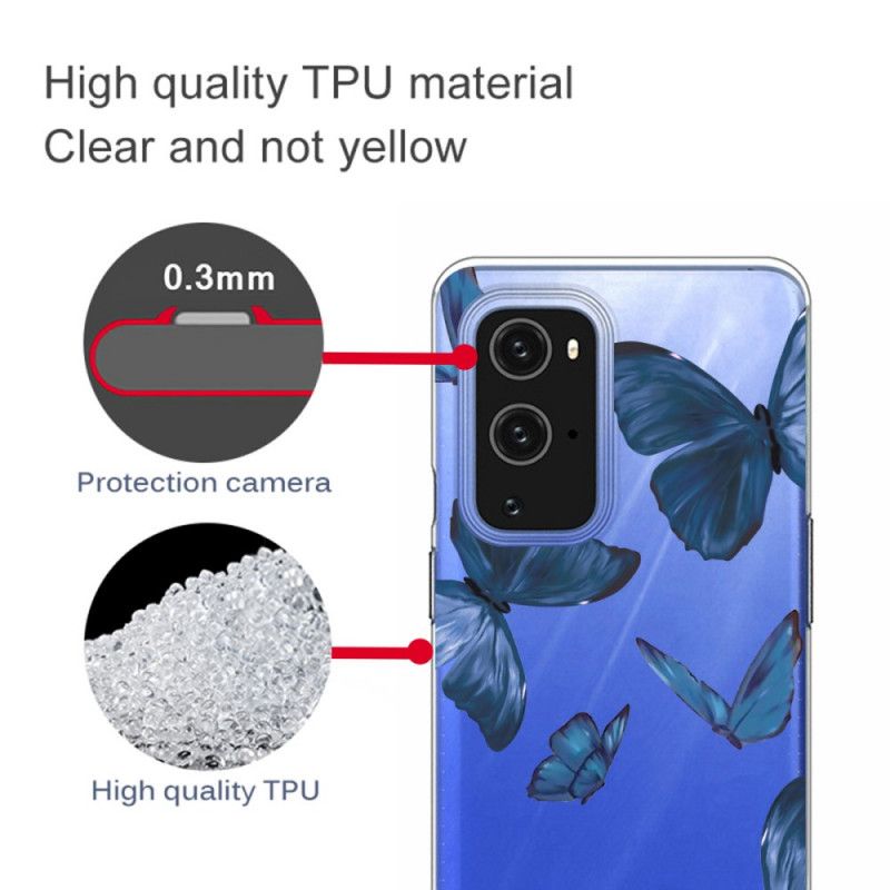 Etui OnePlus 9 Pro Granatowy Różowy Dzikie Motyle