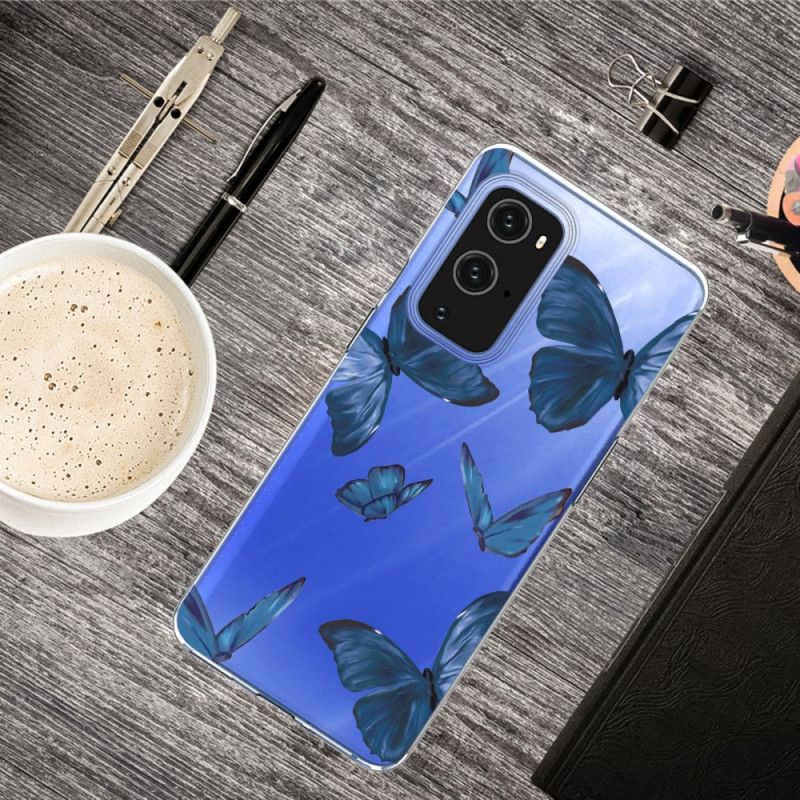 Etui OnePlus 9 Pro Granatowy Różowy Dzikie Motyle