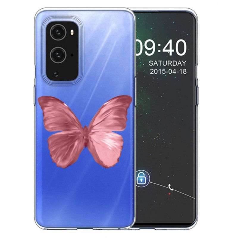 Etui OnePlus 9 Pro Granatowy Różowy Dzikie Motyle