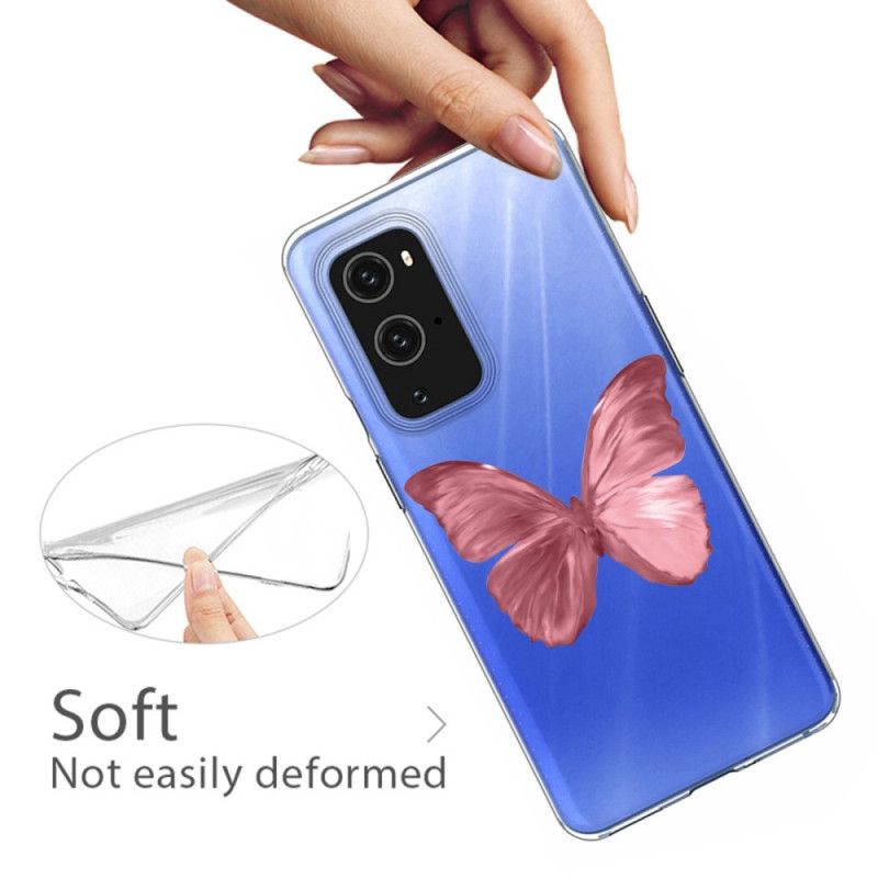 Etui OnePlus 9 Pro Granatowy Różowy Dzikie Motyle