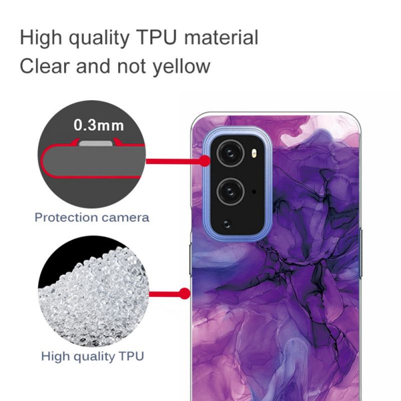 Etui OnePlus 9 Pro Magenta Szary Kolorowy Marmur