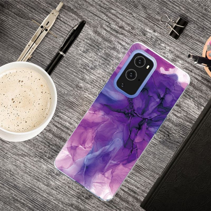 Etui OnePlus 9 Pro Magenta Szary Kolorowy Marmur