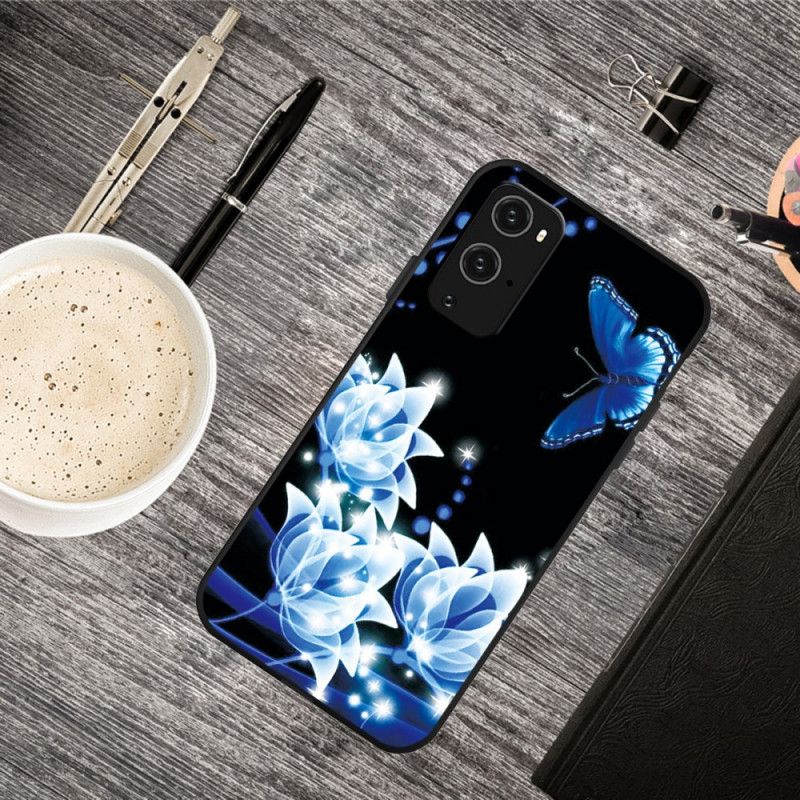 Etui OnePlus 9 Pro Motyle I Niebieskie Kwiaty