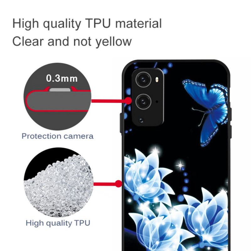 Etui OnePlus 9 Pro Motyle I Niebieskie Kwiaty