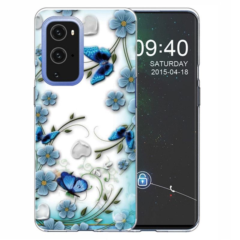 Etui OnePlus 9 Pro Retro Motyle I Kwiaty Etui Ochronne