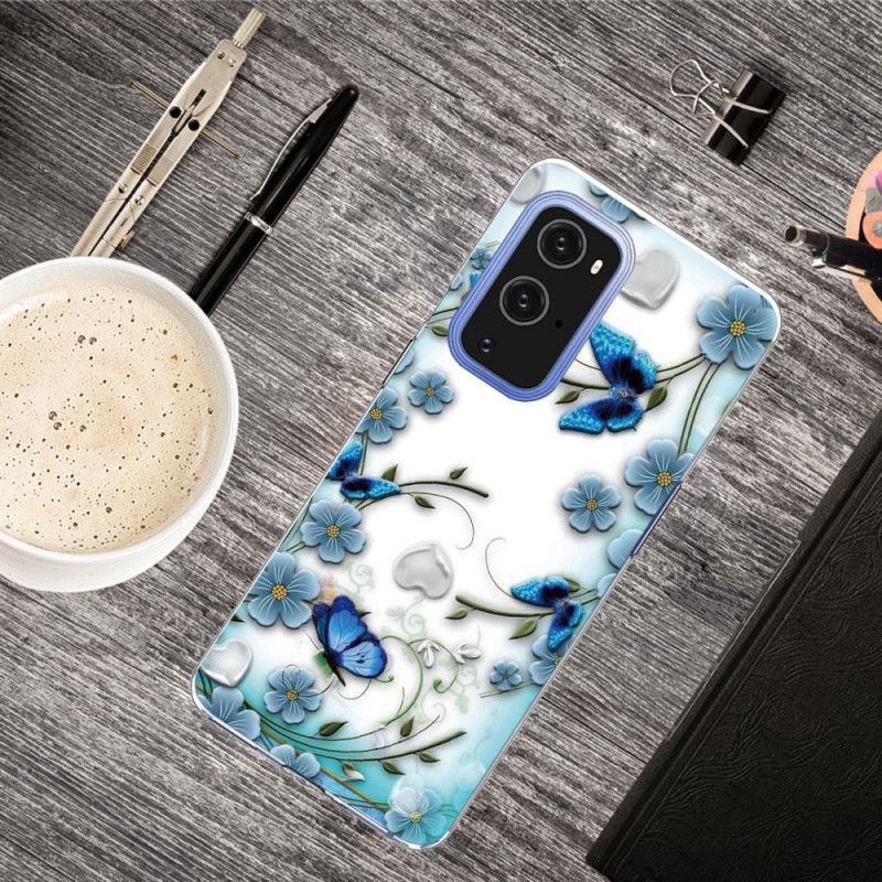 Etui OnePlus 9 Pro Retro Motyle I Kwiaty Etui Ochronne