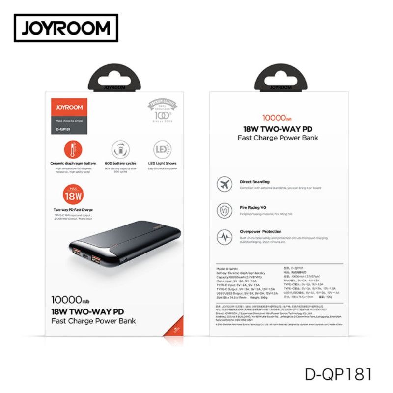 Power Bank Quick Charge 3.0 Joyroom