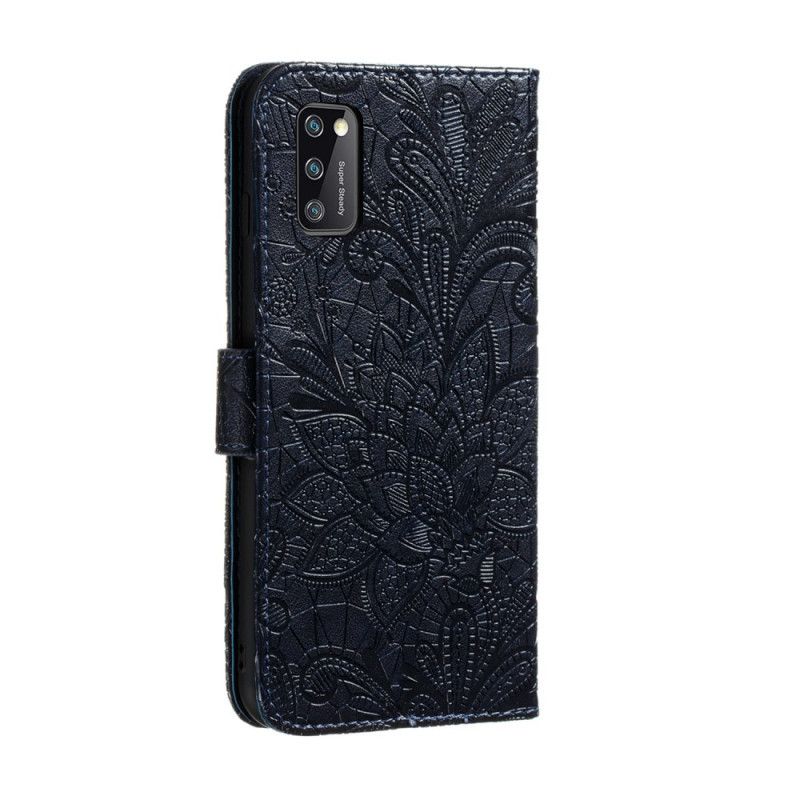 Etui Folio Samsung Galaxy A41 Cyjan Szary Plemienne Stringi W Kwiaty Etui Ochronne