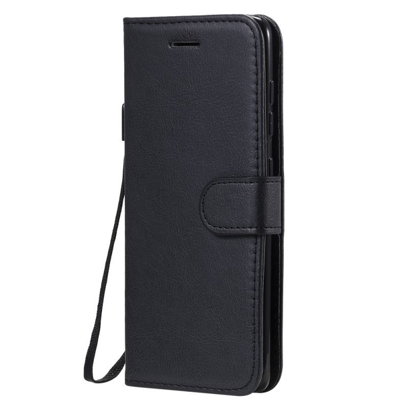 Etui Folio Samsung Galaxy A41 Czerwony Czarny Efekt Skóry Ze Stringami