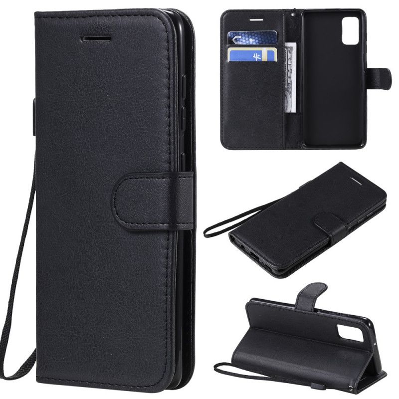 Etui Folio Samsung Galaxy A41 Czerwony Czarny Efekt Skóry Ze Stringami