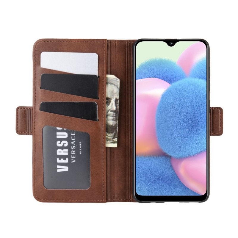 Etui Folio Samsung Galaxy A41 Czerwony Czarny Klasyczna Podwójna Klapa Etui Ochronne