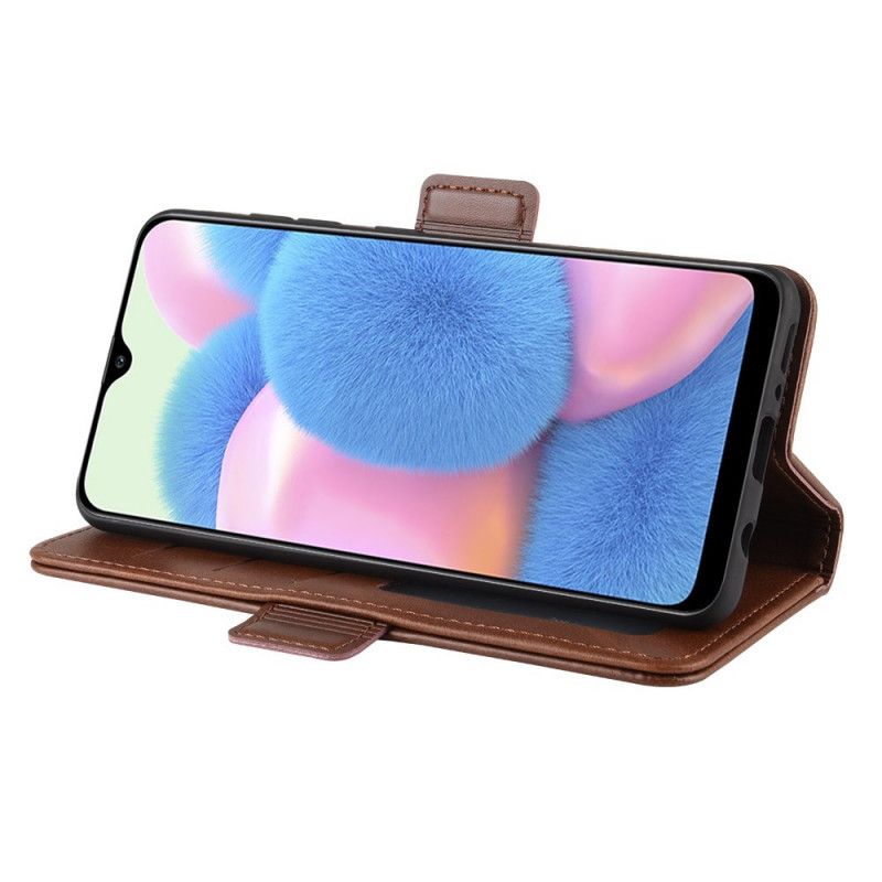 Etui Folio Samsung Galaxy A41 Czerwony Czarny Klasyczna Podwójna Klapa Etui Ochronne