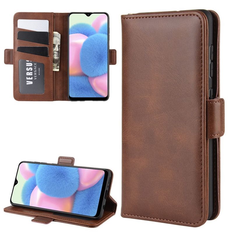 Etui Folio Samsung Galaxy A41 Czerwony Czarny Klasyczna Podwójna Klapa Etui Ochronne