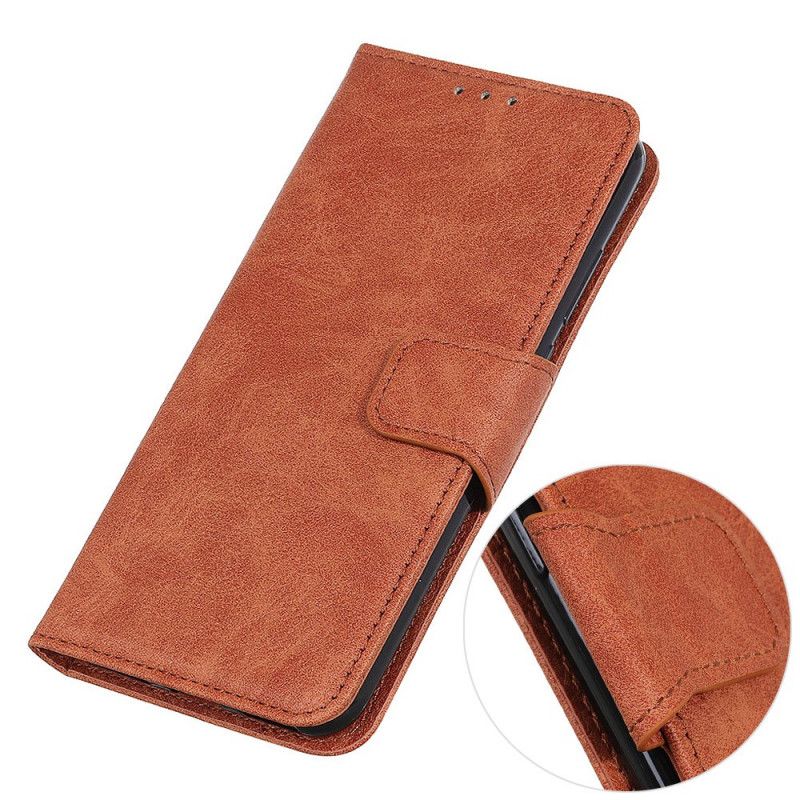 Etui Folio Samsung Galaxy A41 Czerwony Czarny Prosta Imitacja Skóry Liczi Etui Ochronne