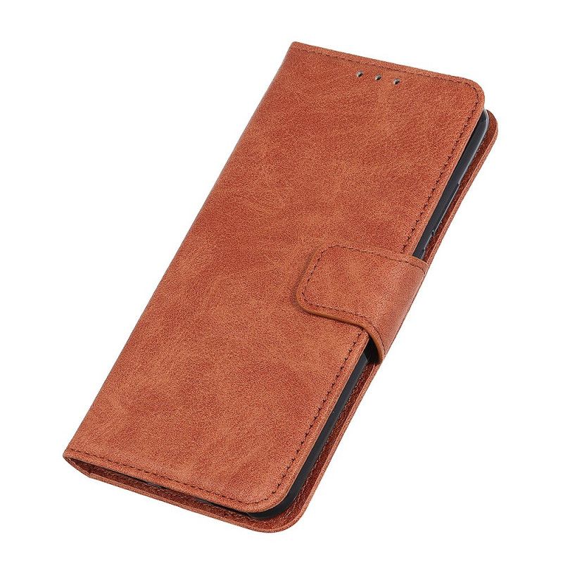 Etui Folio Samsung Galaxy A41 Czerwony Czarny Prosta Imitacja Skóry Liczi Etui Ochronne