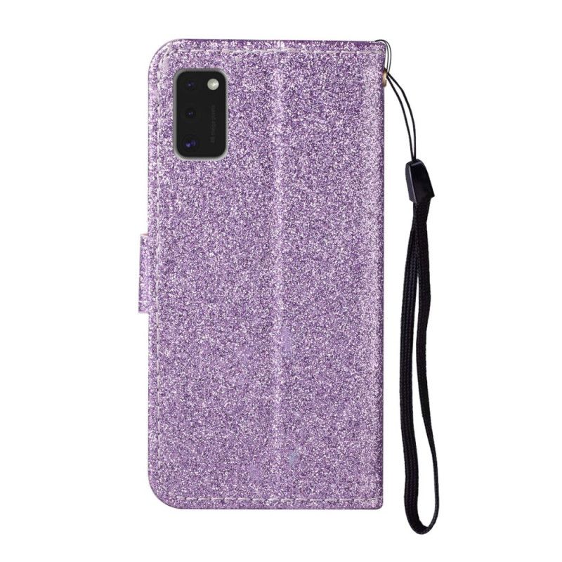 Etui Folio Samsung Galaxy A41 Fioletowy Magenta Brokat