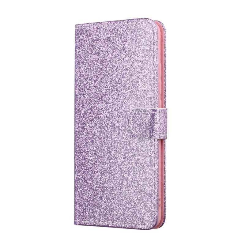 Etui Folio Samsung Galaxy A41 Fioletowy Magenta Brokat