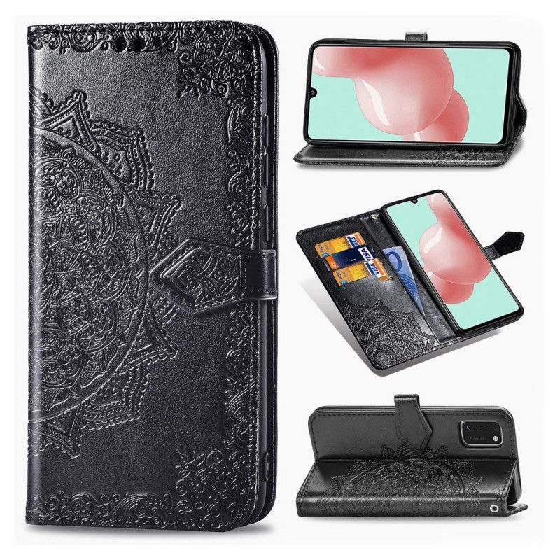 Etui Folio Samsung Galaxy A41 Szary Czarny Mandala W Średnim Wieku