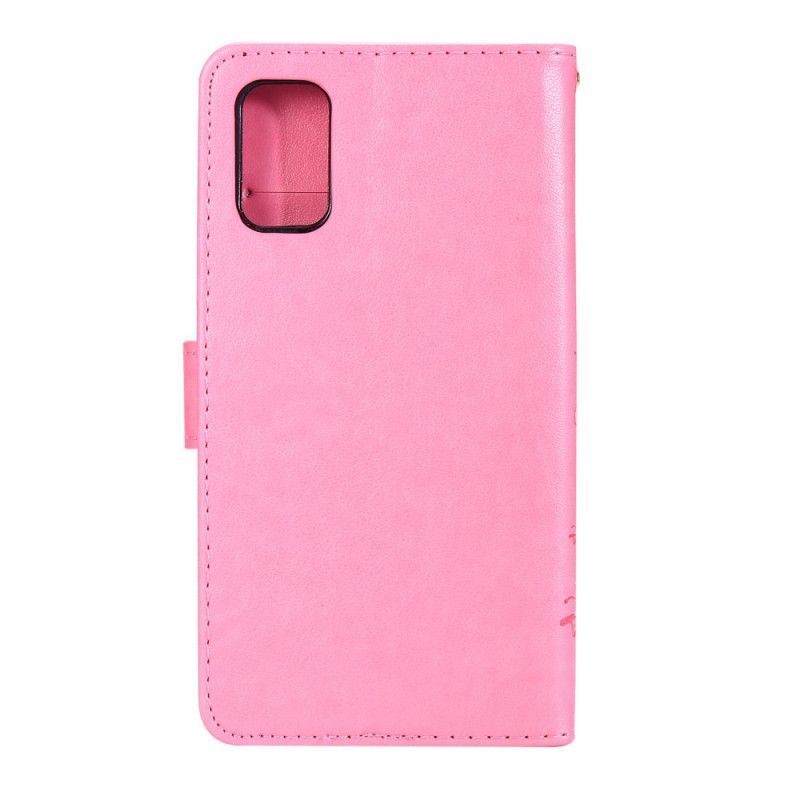 Etui Folio Samsung Galaxy A41 Szary Czarny Motyle I Kwiaty