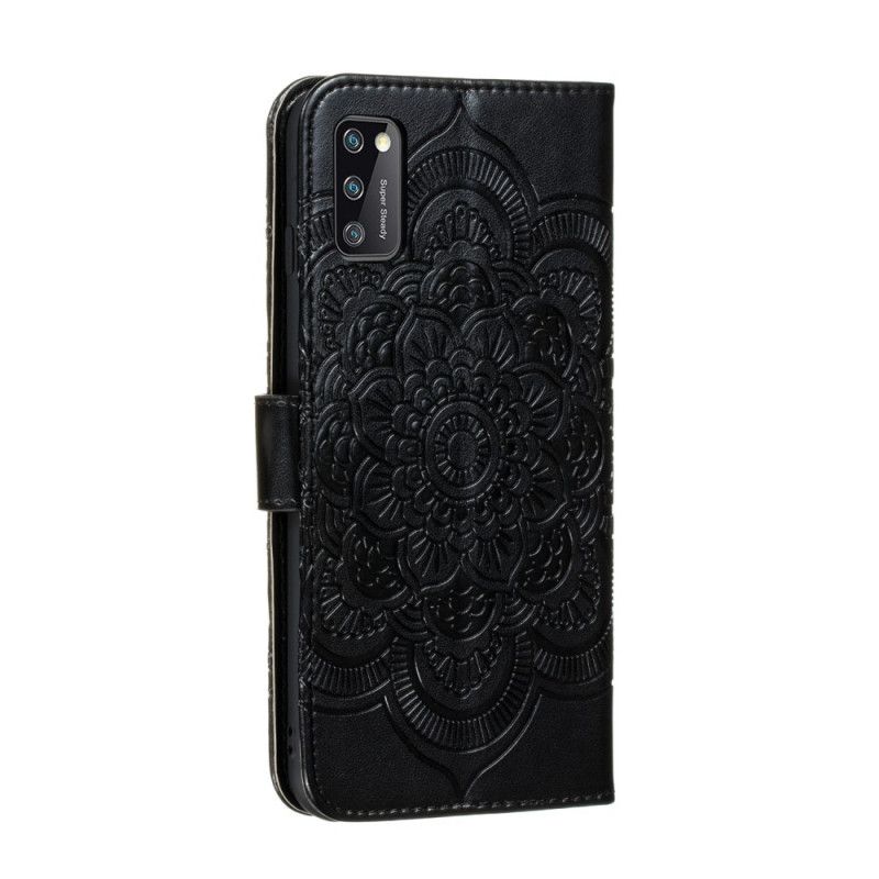 Etui Folio Samsung Galaxy A41 Szary Czarny Pełna Mandala Etui Ochronne