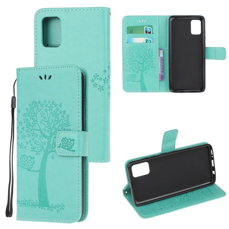 Etui Folio Samsung Galaxy A41 Szary Czarny Sowy Drzewne I Stringi