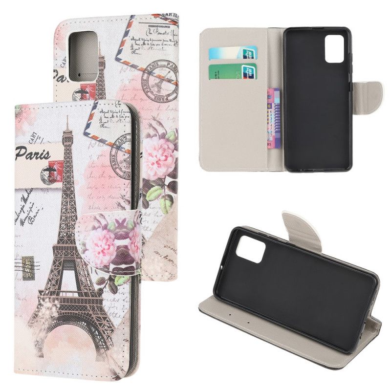 Etui Folio Samsung Galaxy A41 Wieża Eiffla W Stylu Retro