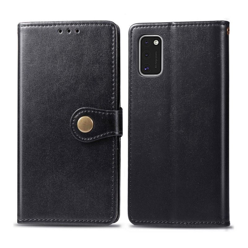 Etui Folio Samsung Galaxy A41 Zielony Czarny Sztuczna Skóra I Zapięcie Vintage