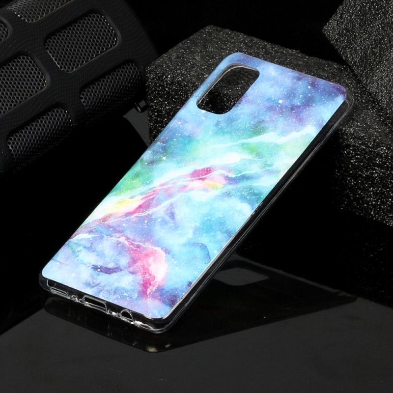 Etui Samsung Galaxy A41 Biały Czarny Marmurowa Deklinacja