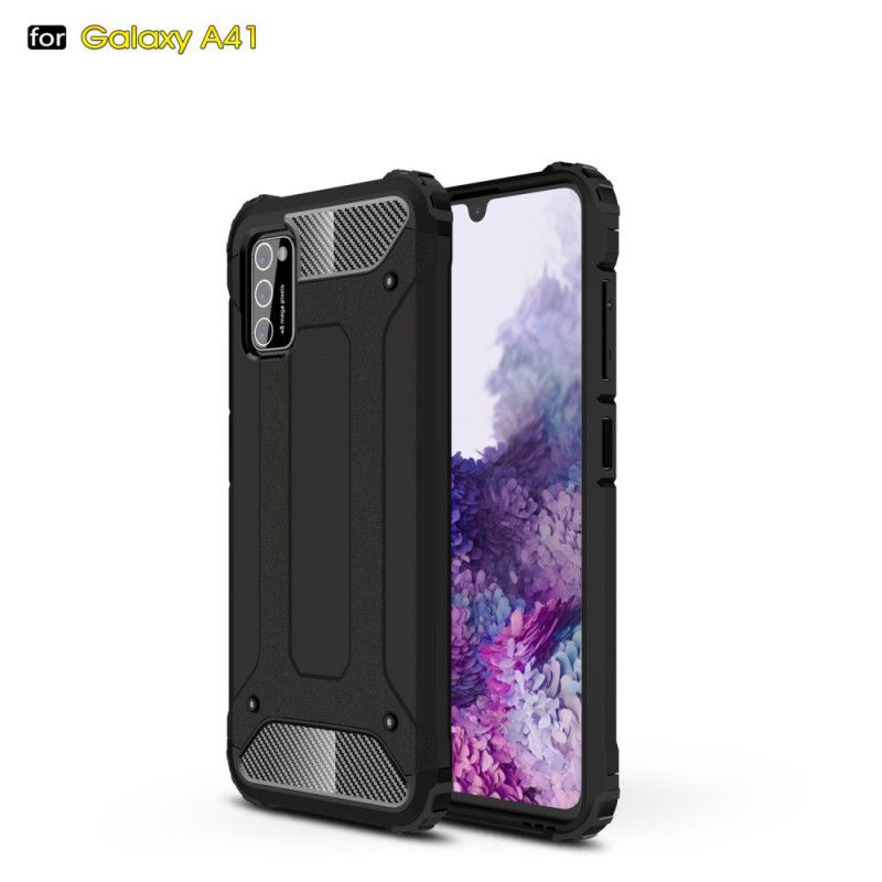 Etui Samsung Galaxy A41 Biały Czarny Ocalały Etui Ochronne