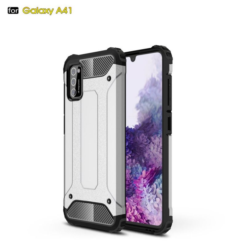 Etui Samsung Galaxy A41 Biały Czarny Ocalały Etui Ochronne