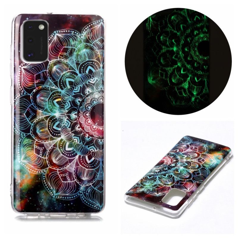 Etui Samsung Galaxy A41 Czerwony Czarny Fluorescencyjna Seria Kwiatowa Etui Ochronne