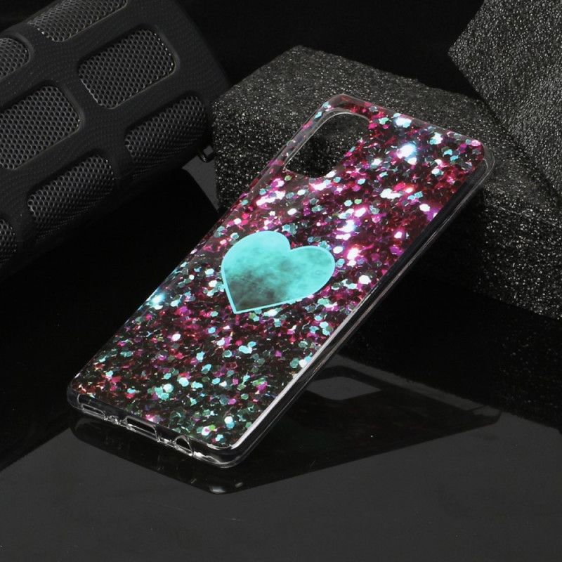 Etui Samsung Galaxy A41 Fioletowy Purpurowy Marmurowy Brokat Etui Ochronne