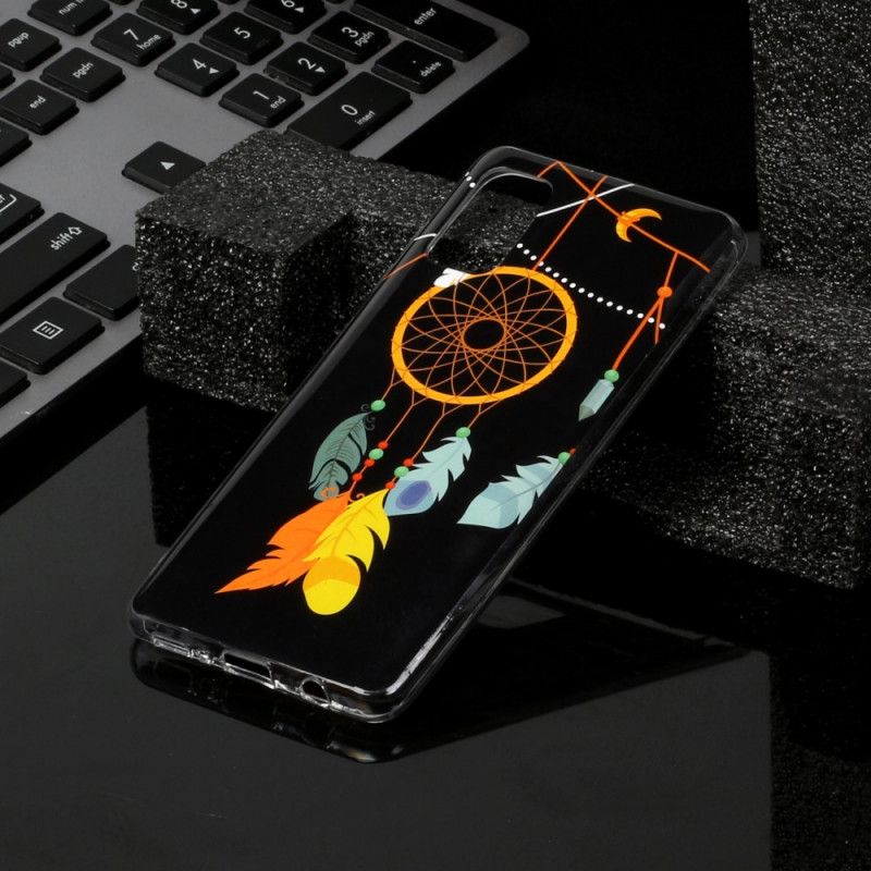 Etui Samsung Galaxy A41 Żółty Czarny Unikalny Fluorescencyjny Łapacz Snów Etui Ochronne