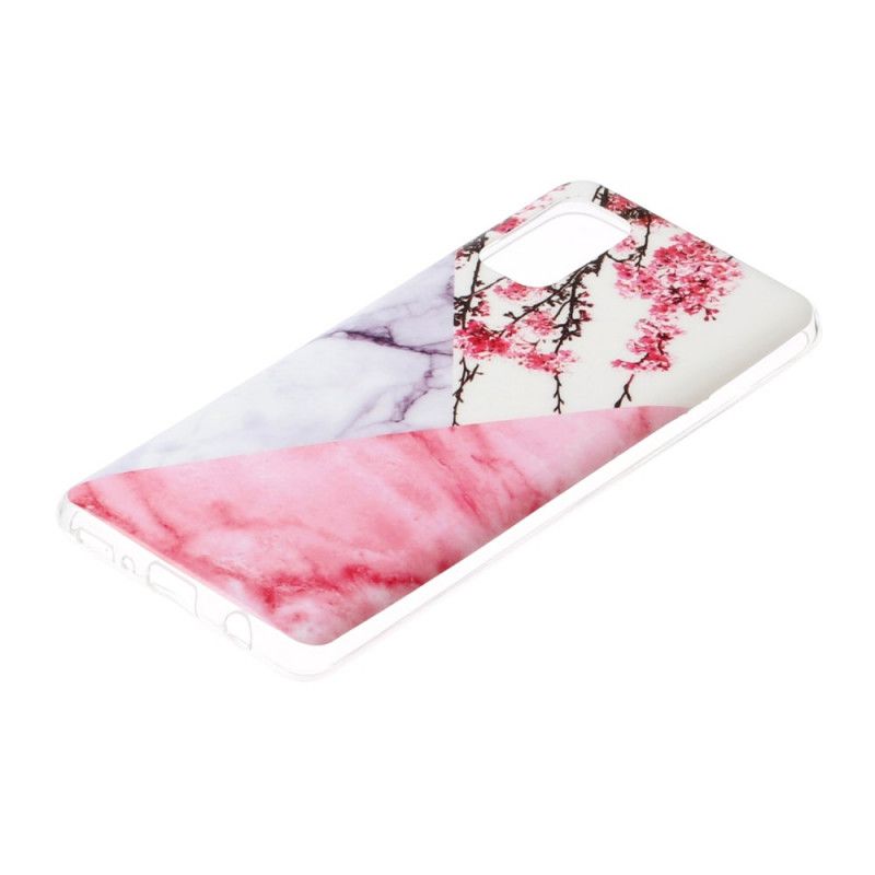 Etui Samsung Galaxy A41 Szary Biały Geometria Marmur