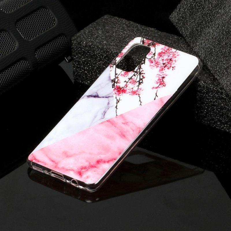 Etui Samsung Galaxy A41 Szary Biały Geometria Marmur