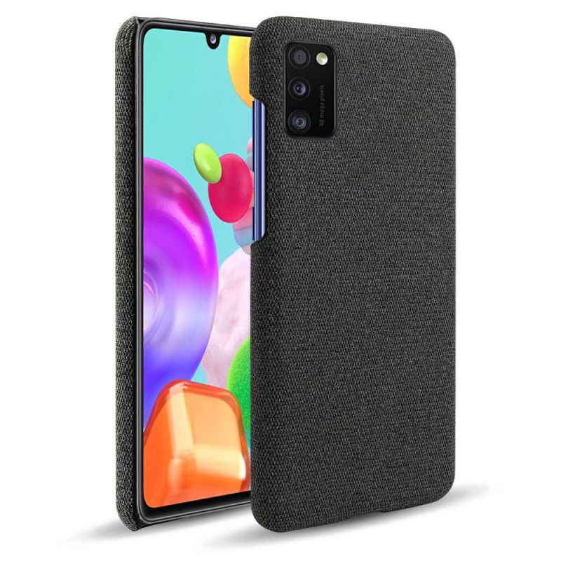 Etui Samsung Galaxy A41 Szary Czarny Tekstura Tkaniny Ksq