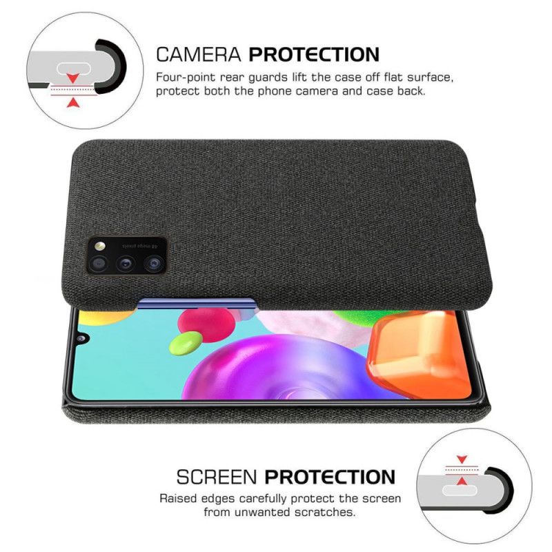 Etui Samsung Galaxy A41 Szary Czarny Tekstura Tkaniny Ksq