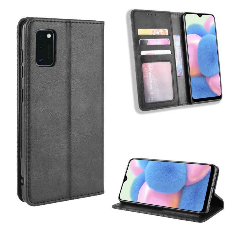 Flip Kotelot Samsung Galaxy A41 Czerwony Czarny Stylizowany Efekt Skóry W Stylu Vintage