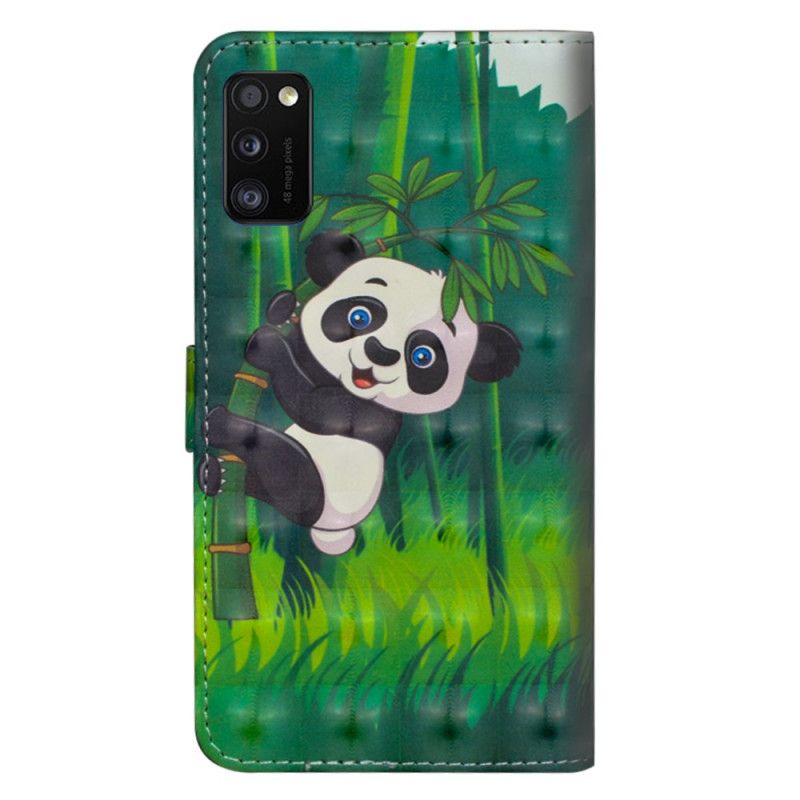 Skórzany Futerał Samsung Galaxy A41 Etui na Telefon Panda I Bambus