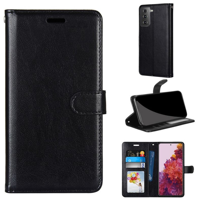 Etui Folio Samsung Galaxy S21 5G Biały Czarny Monochromatyczny Styl Skóry