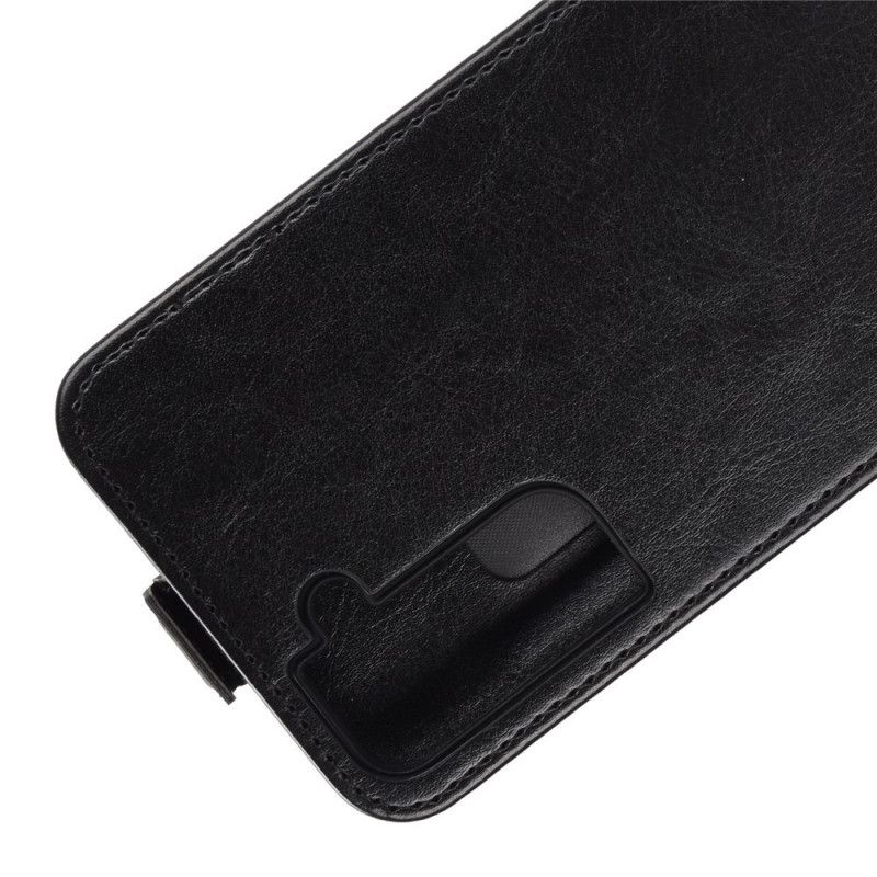 Etui Folio Samsung Galaxy S21 5G Biały Czarny Pionowa Klapa Z Efektem Skóry Etui Ochronne