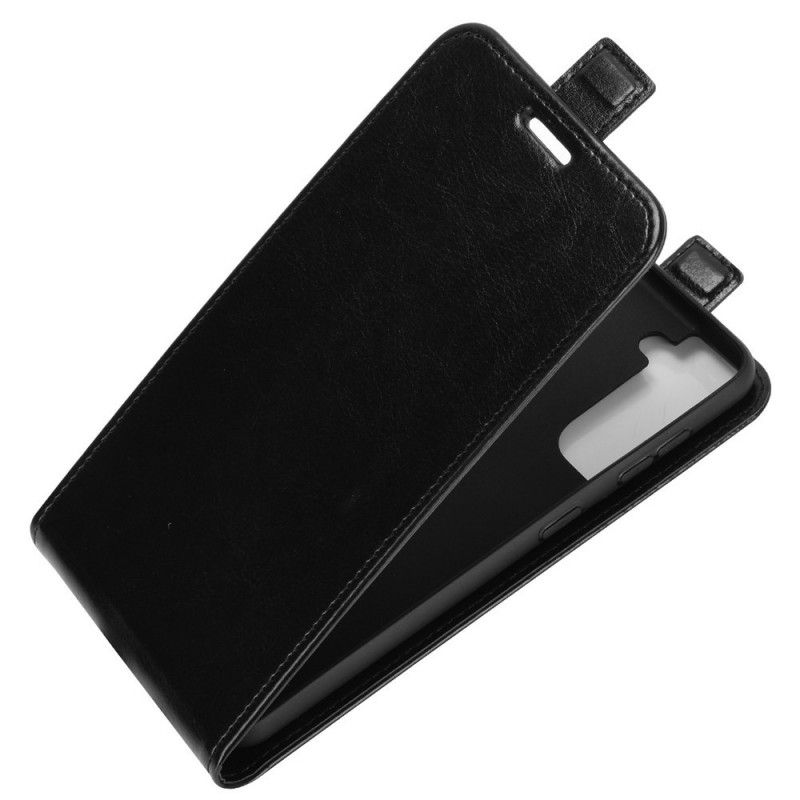 Etui Folio Samsung Galaxy S21 5G Biały Czarny Pionowa Klapa Z Efektem Skóry Etui Ochronne