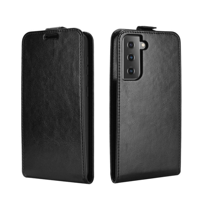 Etui Folio Samsung Galaxy S21 5G Biały Czarny Pionowa Klapa Z Efektem Skóry Etui Ochronne