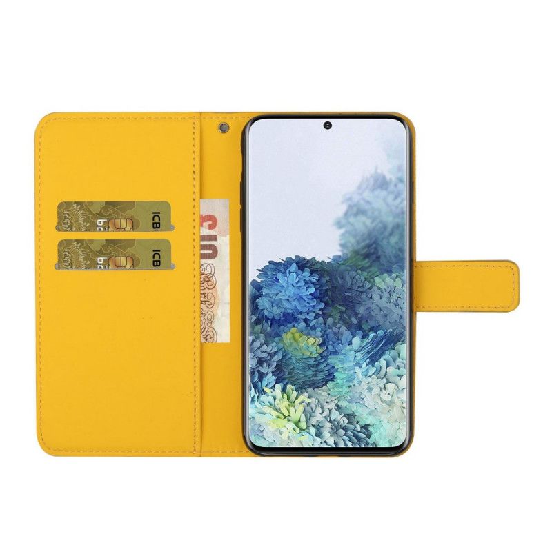 Etui Folio Samsung Galaxy S21 5G Biały Czarny Wzór Gobelinu