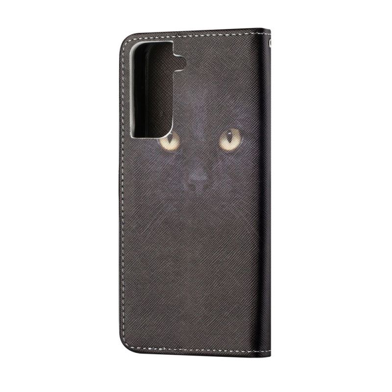 Etui Folio Samsung Galaxy S21 5G Czarne Oczy Kota Ze Stringami Etui Ochronne