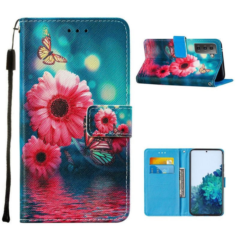 Etui Folio Samsung Galaxy S21 5G Czerwony Czarny Dlaczego Nie Motyle? Etui Ochronne