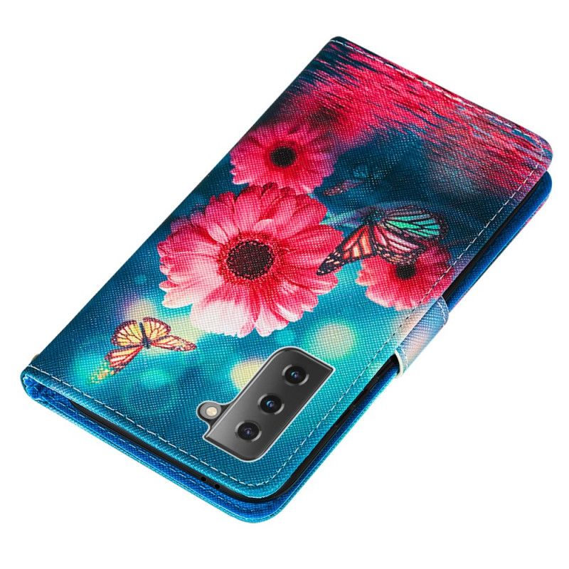 Etui Folio Samsung Galaxy S21 5G Czerwony Czarny Dlaczego Nie Motyle? Etui Ochronne